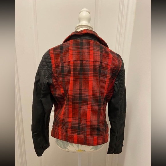 NWOT Leather and Plaid Fabric Jacket - Picture 4 of 4